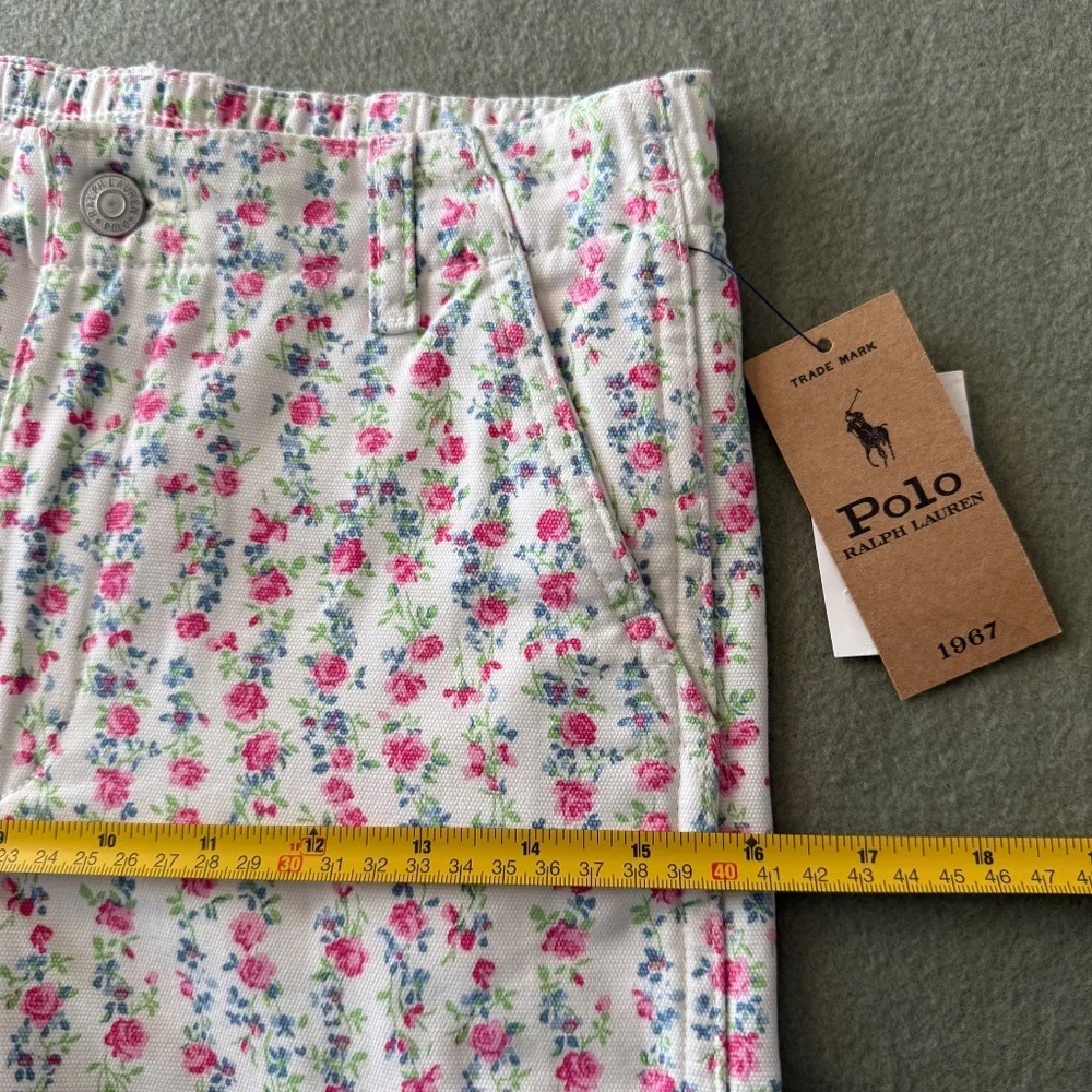 Polo Ralph Lauren Big Girls Floral Canvas Wide‎ Leg Cargo Cotton Pants Size 12
